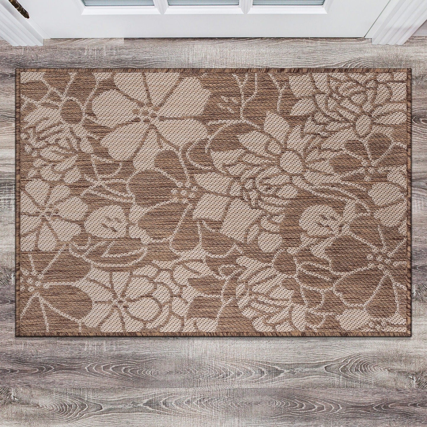 World Rug Gallery Tappeto moderno per interni/esterni con trama piatta e motivo floreale e fiori