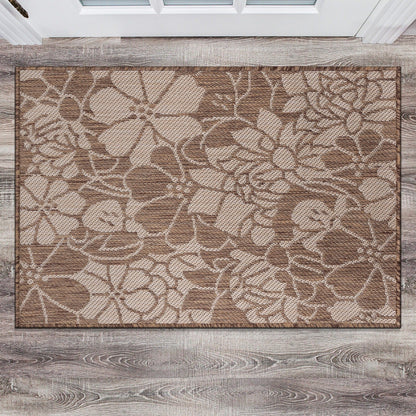 World Rug Gallery Tappeto moderno per interni/esterni con trama piatta e motivo floreale e fiori