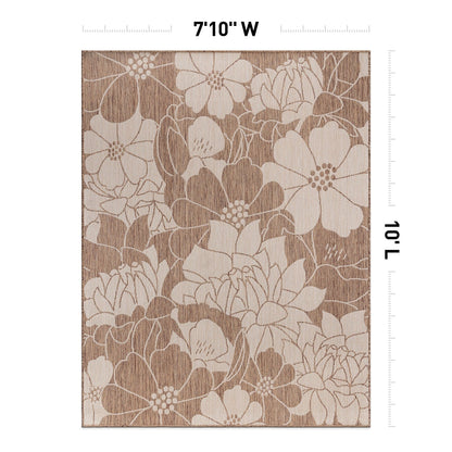 World Rug Gallery Tappeto moderno per interni/esterni con trama piatta e motivo floreale e fiori