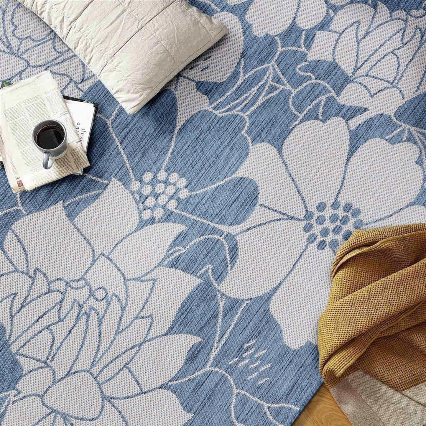 World Rug Gallery Tappeto moderno per interni/esterni con trama piatta e motivo floreale e fiori