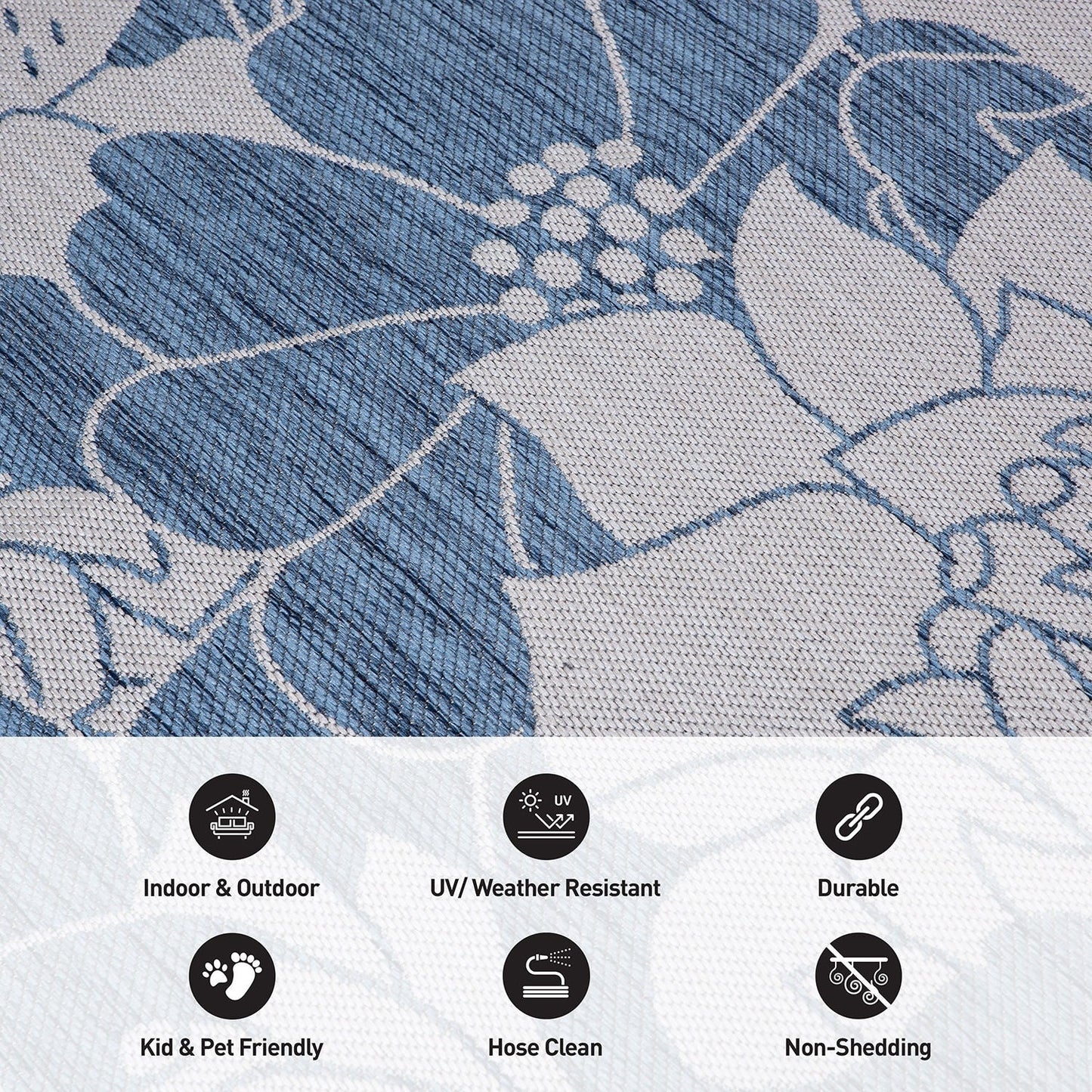 World Rug Gallery Tappeto moderno per interni/esterni con trama piatta e motivo floreale e fiori