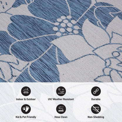 World Rug Gallery Tappeto moderno per interni/esterni con trama piatta e motivo floreale e fiori