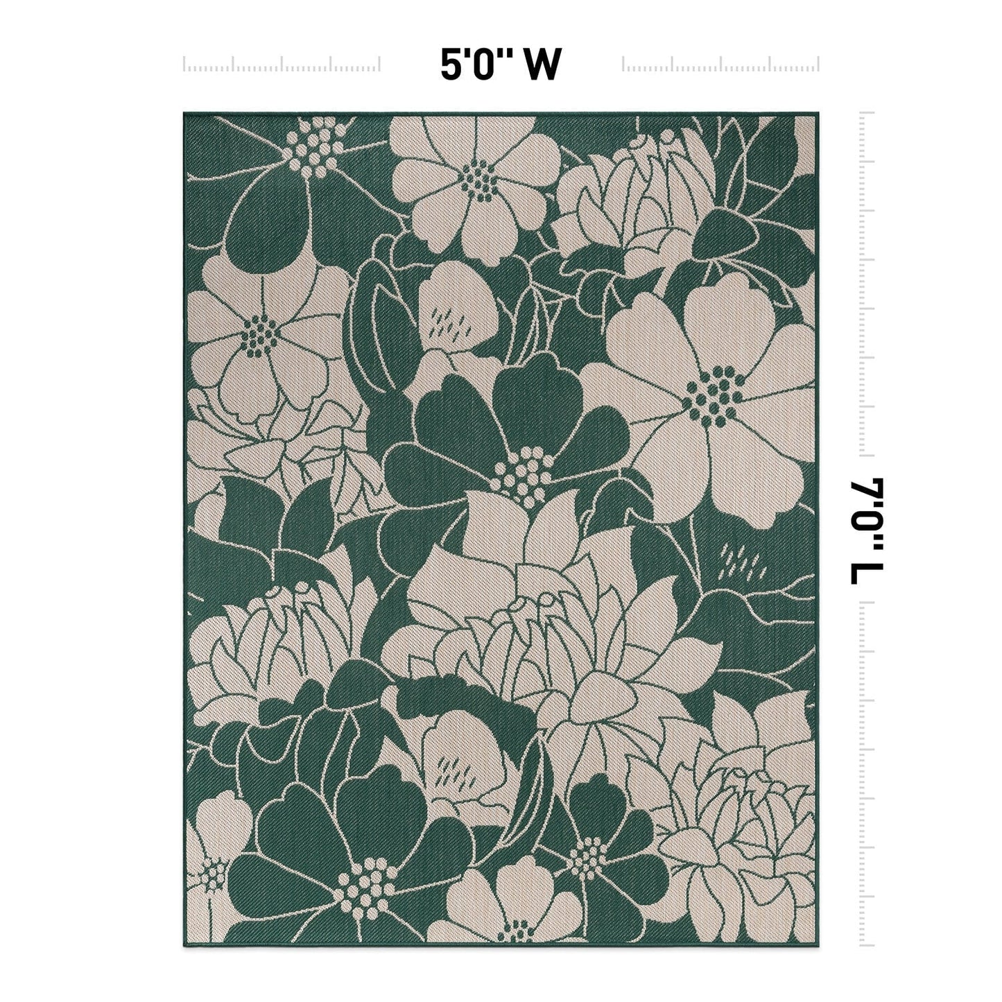 World Rug Gallery Tappeto moderno per interni/esterni con trama piatta e motivo floreale e fiori