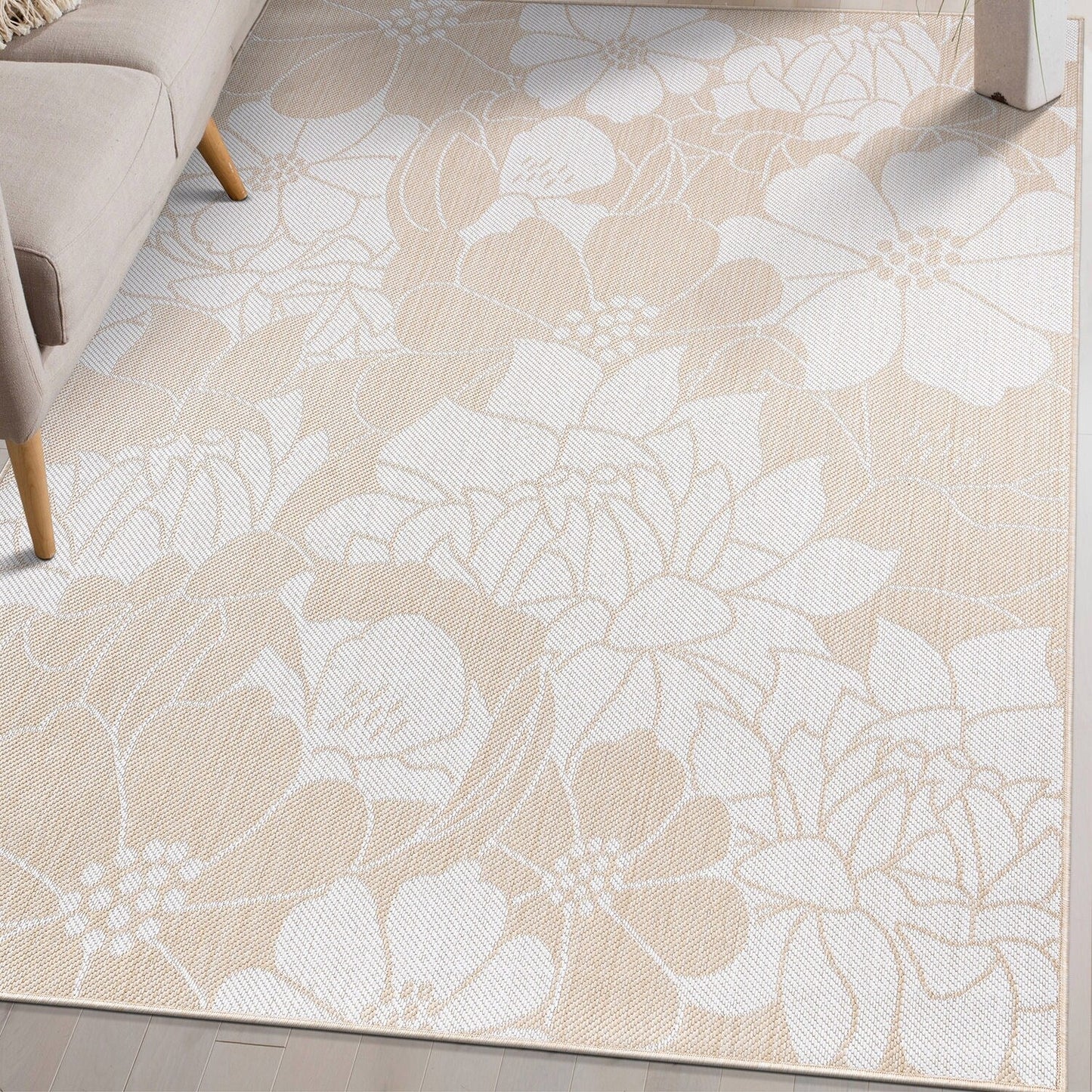 World Rug Gallery Tappeto moderno per interni/esterni con trama piatta e motivo floreale e fiori