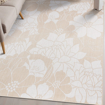 World Rug Gallery Tappeto moderno per interni/esterni con trama piatta e motivo floreale e fiori