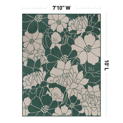 World Rug Gallery Tappeto moderno per interni/esterni con trama piatta e motivo floreale e fiori