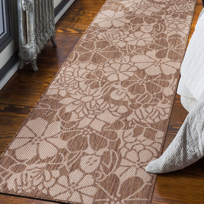 World Rug Gallery Tappeto moderno per interni/esterni con trama piatta e motivo floreale e fiori