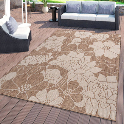 World Rug Gallery Tappeto moderno per interni/esterni con trama piatta e motivo floreale e fiori