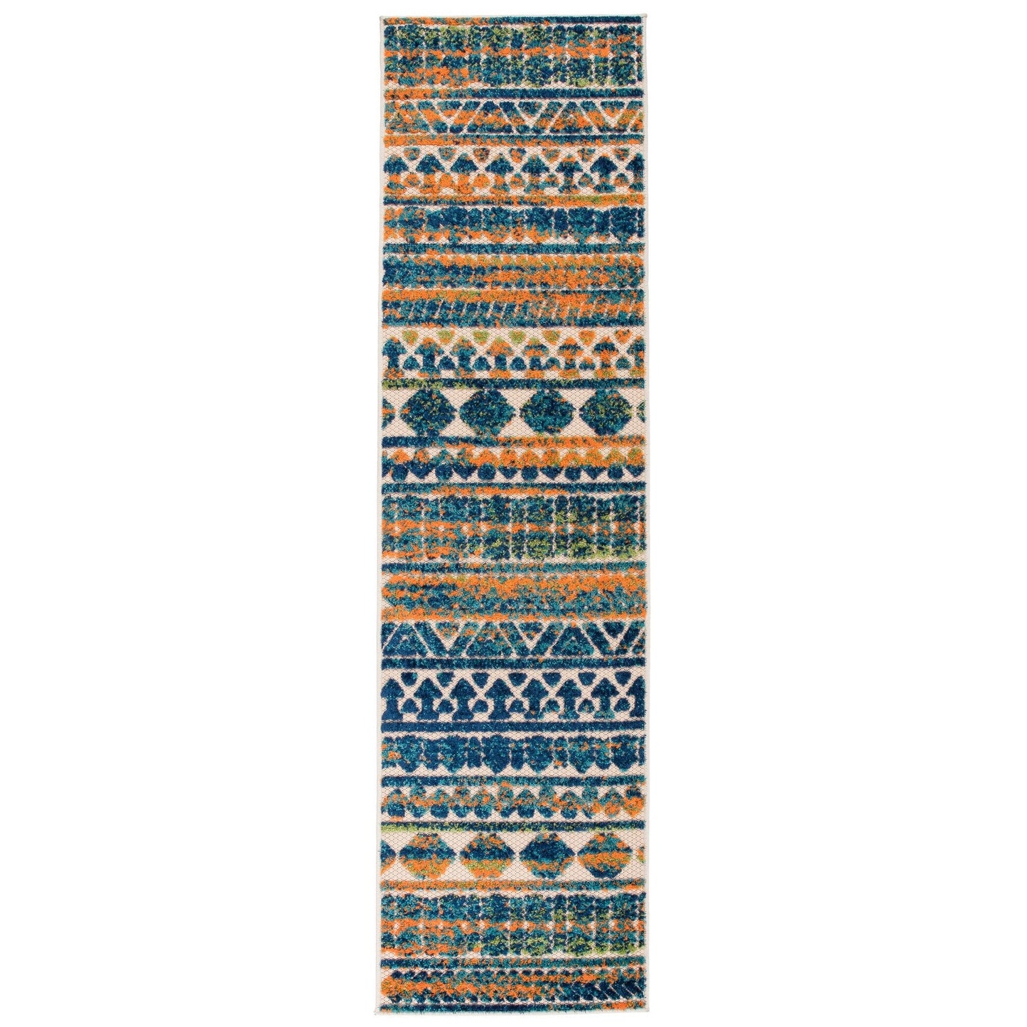 Tappeto per interni/esterni con strisce moderne e motivi geometrici sbiaditi della World Rug Gallery