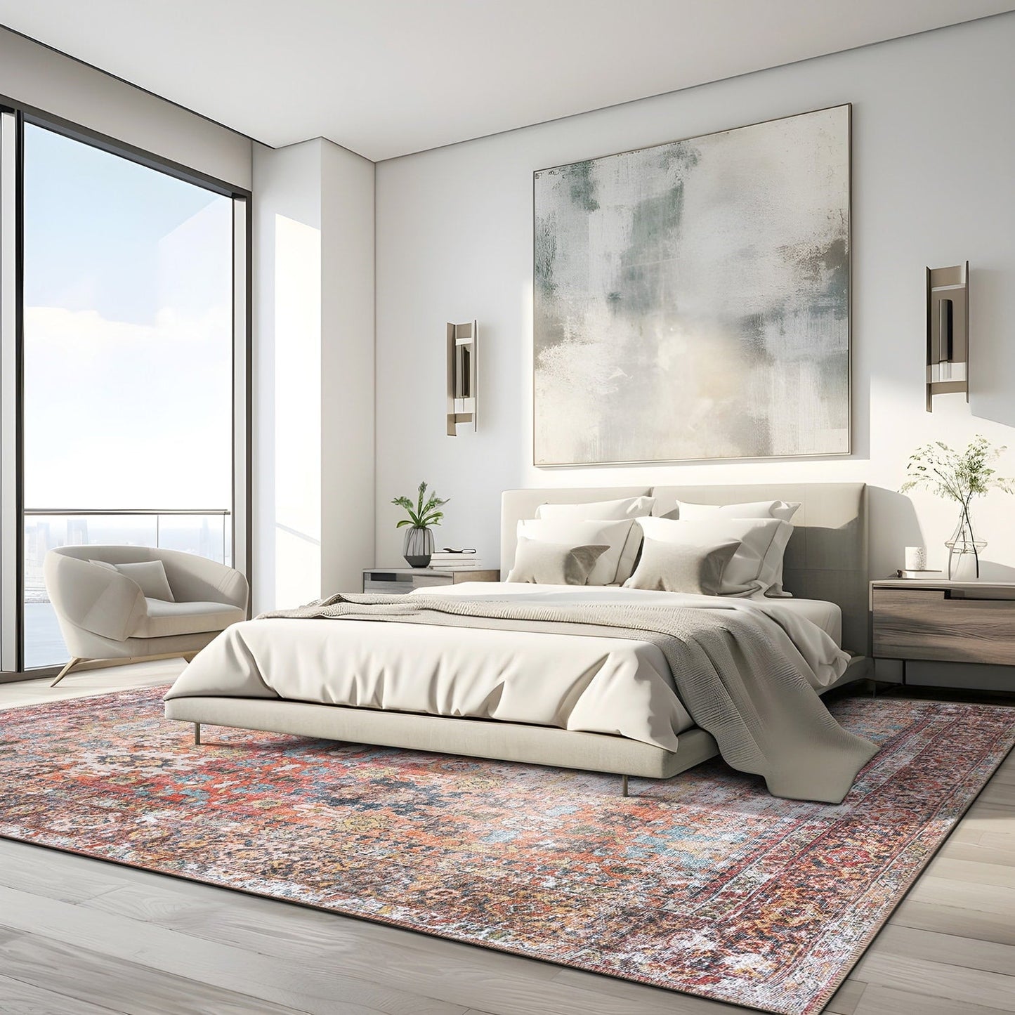 Tappeto antiscivolo lavabile in lavatrice, effetto anticato, di transizione, World Rug Gallery