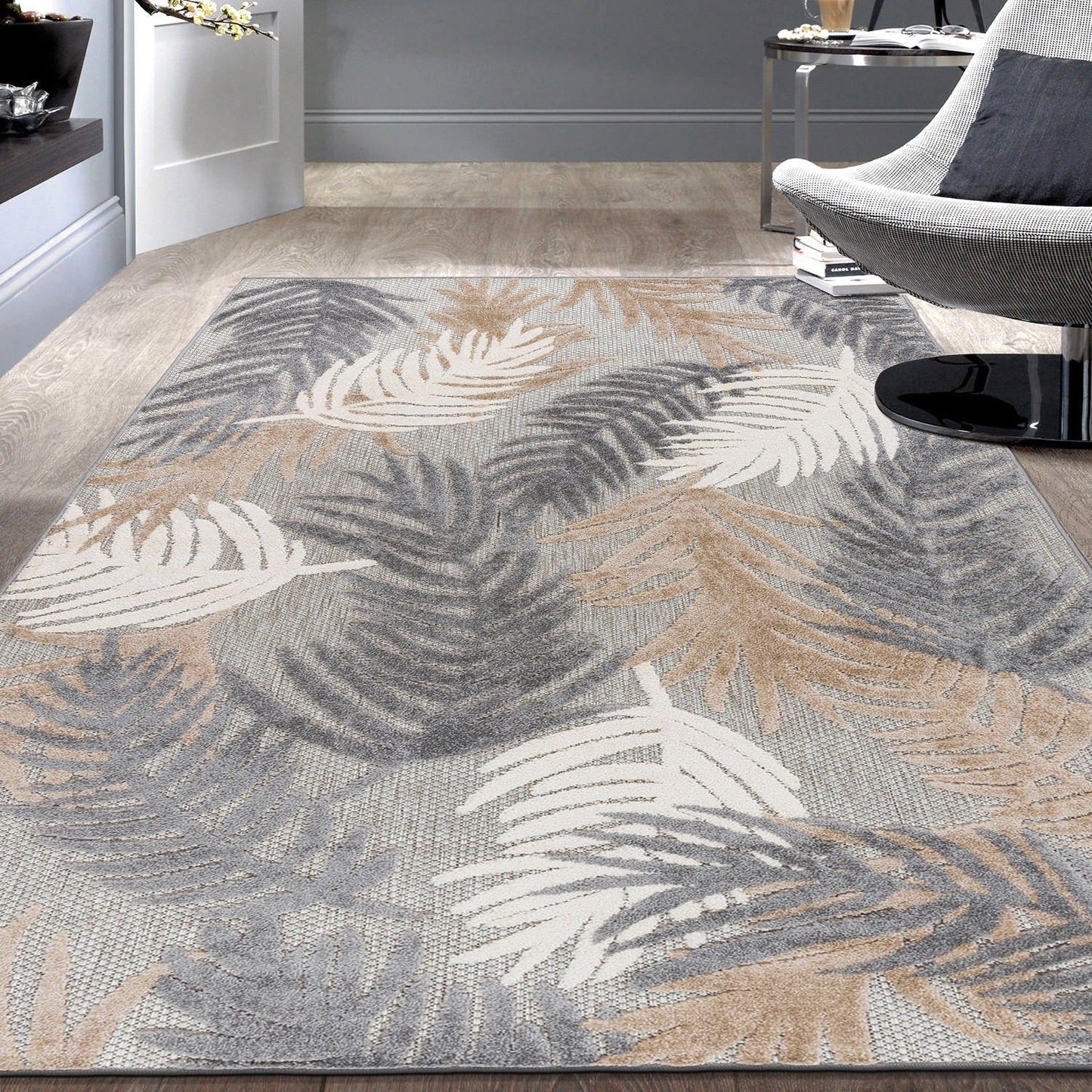World Rug Gallery Tappeto moderno per interni/esterni con motivi floreali tropicali