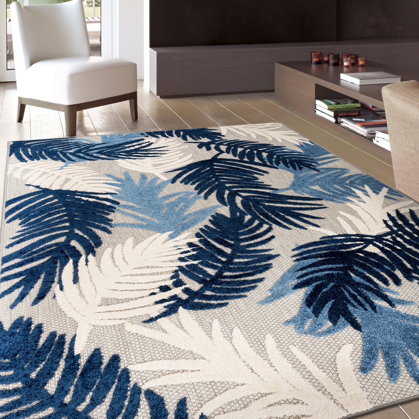 World Rug Gallery Tappeto moderno per interni/esterni con motivi floreali tropicali