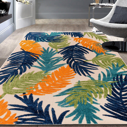 World Rug Gallery Tappeto moderno per interni/esterni con motivi floreali tropicali