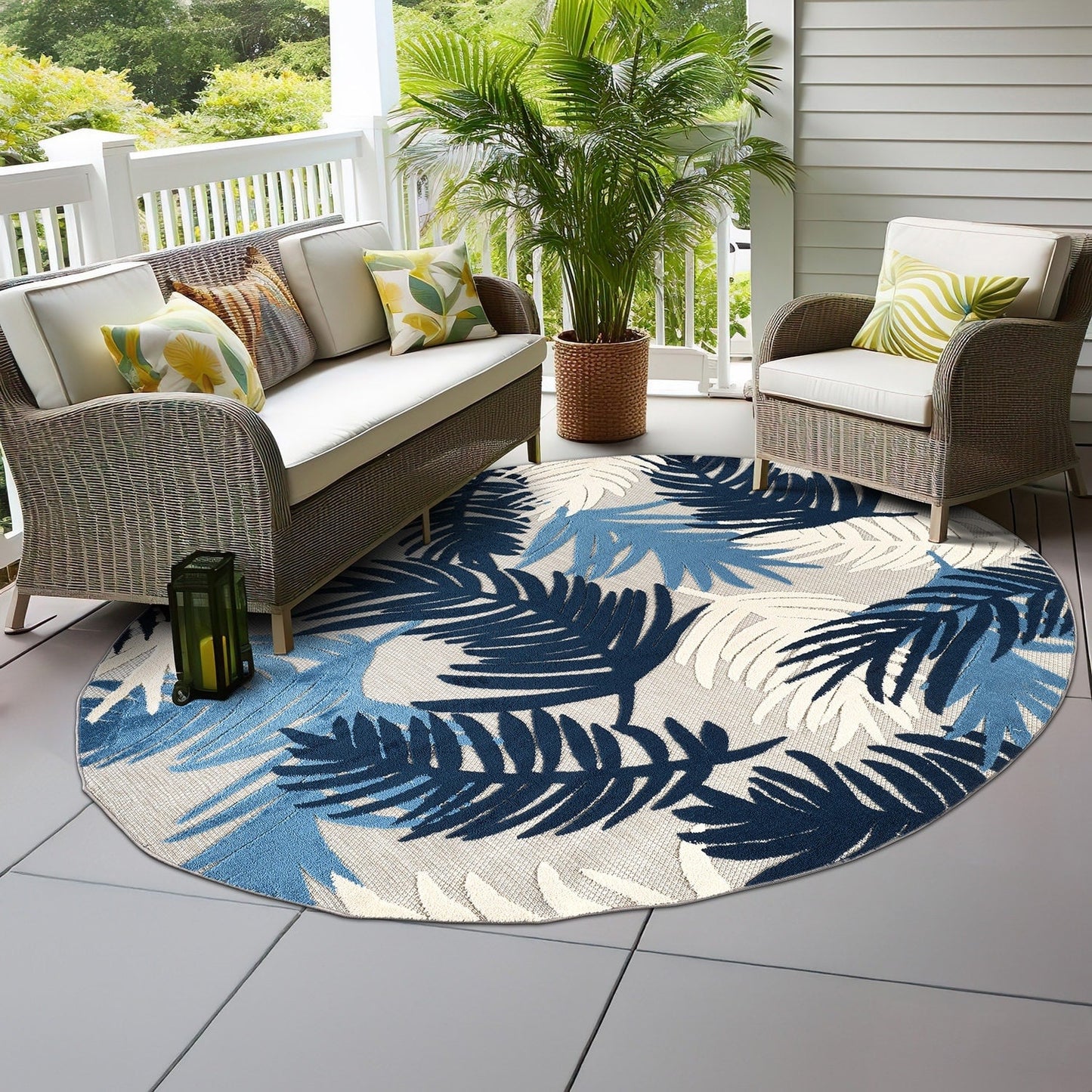 World Rug Gallery Tappeto moderno per interni/esterni con motivi floreali tropicali