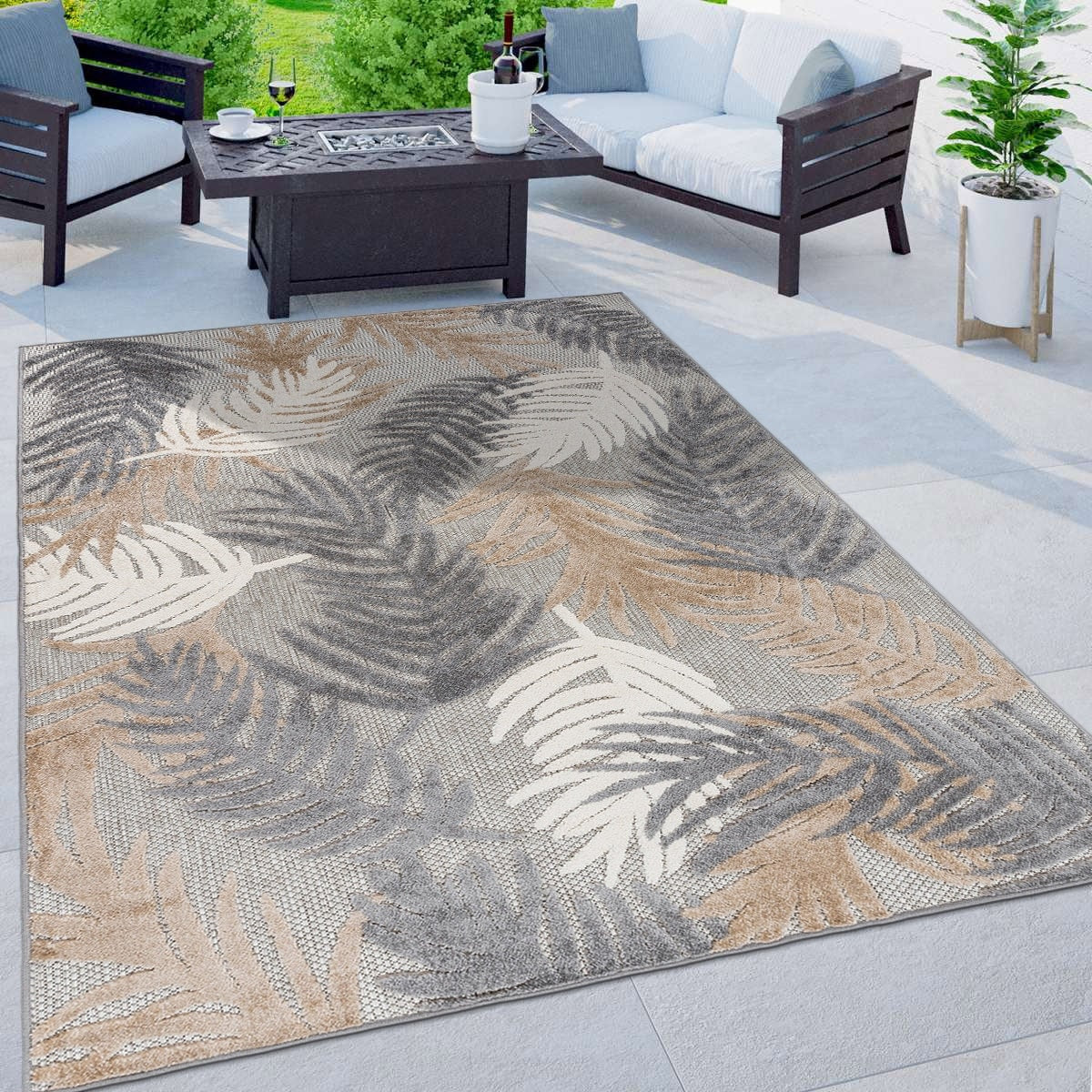 World Rug Gallery Tappeto moderno per interni/esterni con motivi floreali tropicali