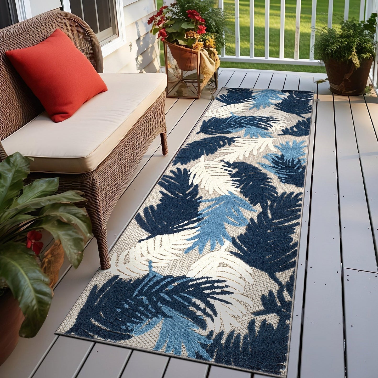 World Rug Gallery Tappeto moderno per interni/esterni con motivi floreali tropicali