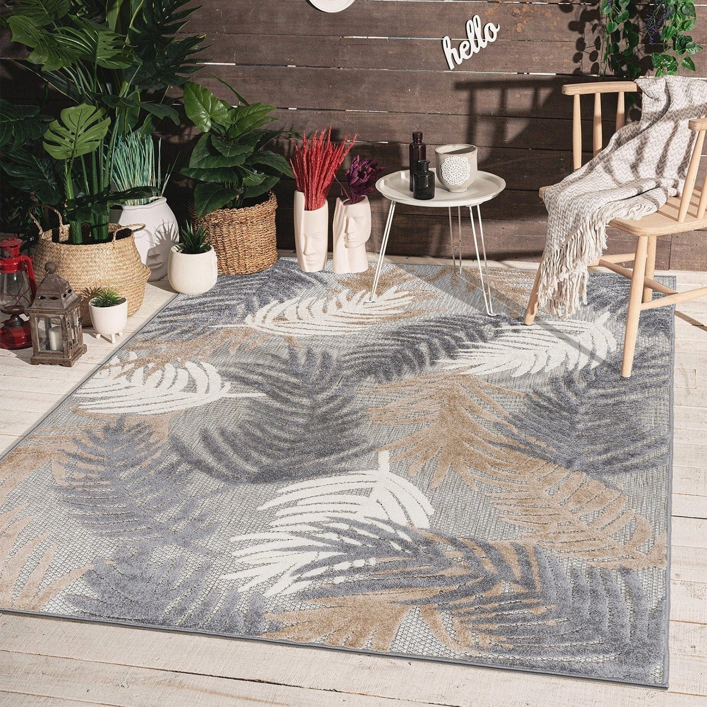 World Rug Gallery Tappeto moderno per interni/esterni con motivi floreali tropicali