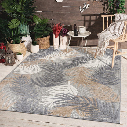 World Rug Gallery Tappeto moderno per interni/esterni con motivi floreali tropicali