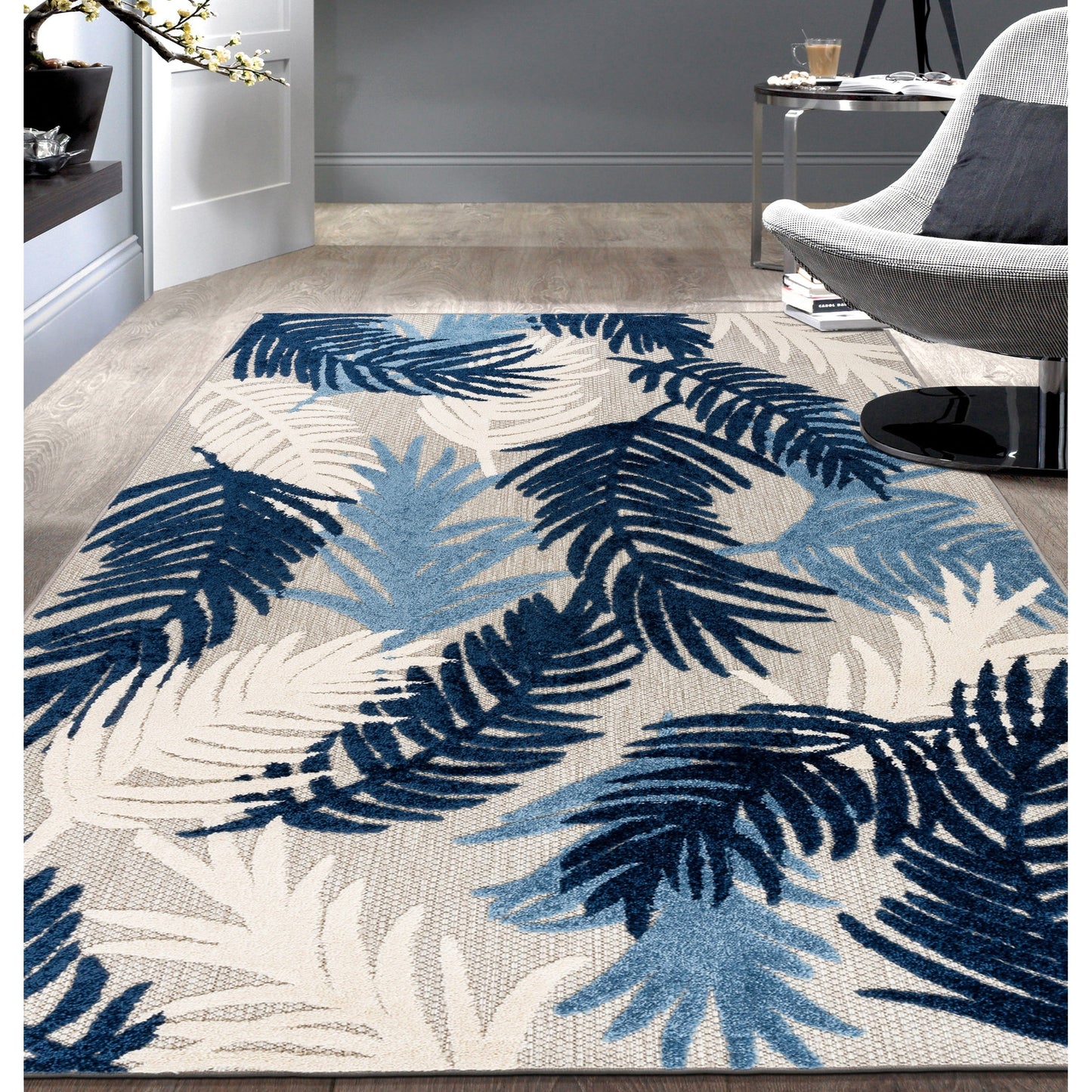 World Rug Gallery Tappeto moderno per interni/esterni con motivi floreali tropicali