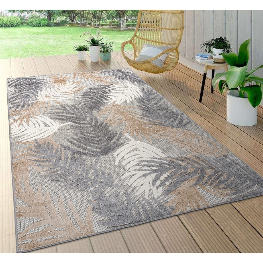 World Rug Gallery Tappeto moderno per interni/esterni con motivi floreali tropicali