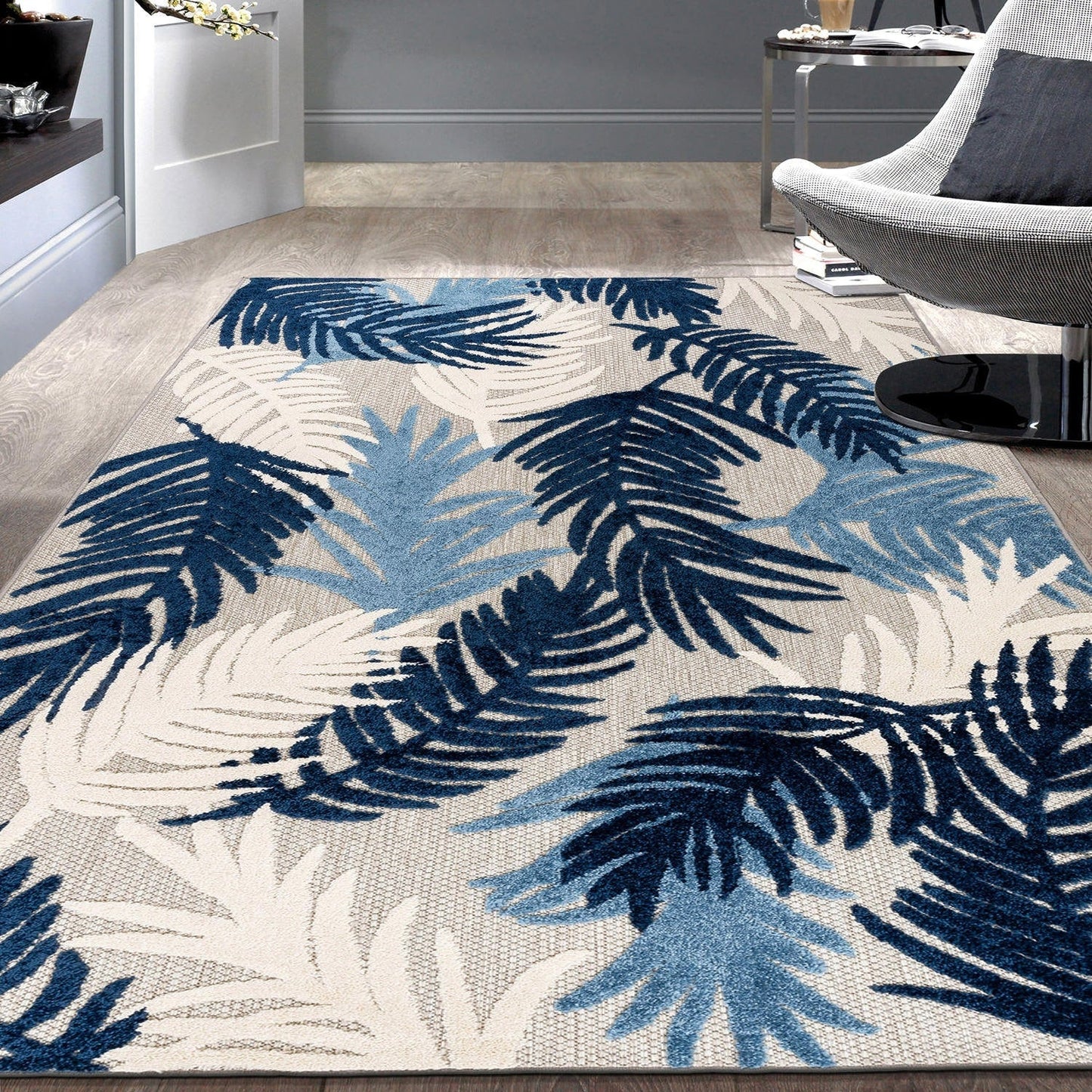 World Rug Gallery Tappeto moderno per interni/esterni con motivi floreali tropicali