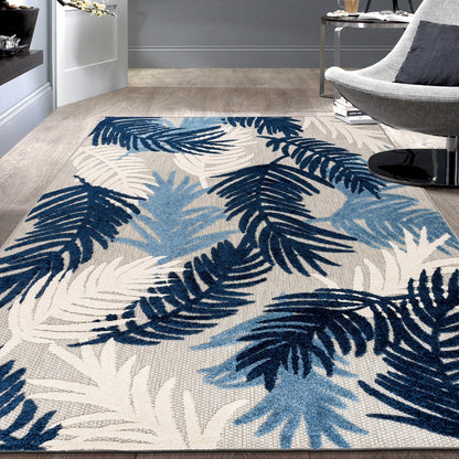 World Rug Gallery Tappeto moderno per interni/esterni con motivi floreali tropicali