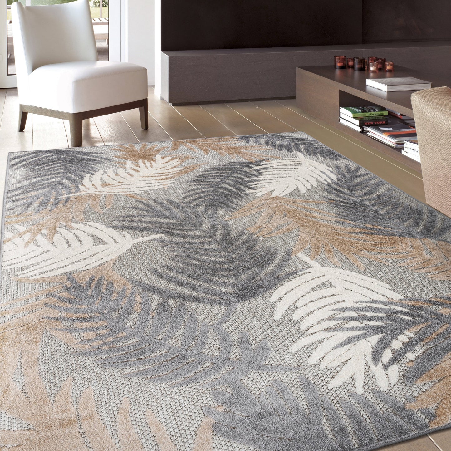 World Rug Gallery Tappeto moderno per interni/esterni con motivi floreali tropicali