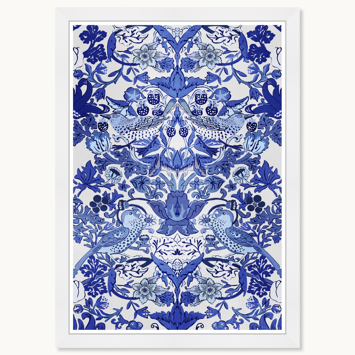 Stampe artistiche tropicali chinoiserie con cornice blu di Wynwood Studio Tropical Collage