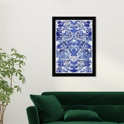 Stampe artistiche tropicali chinoiserie con cornice blu di Wynwood Studio Tropical Collage