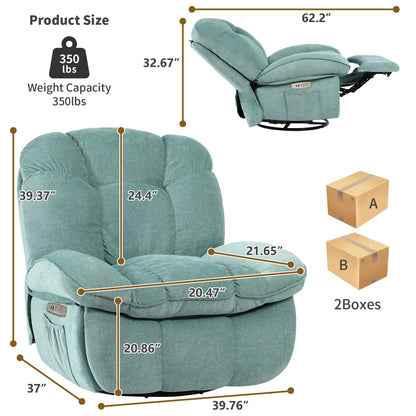 Poltrona reclinabile elettrica XINMICS, poltrona reclinabile massaggiante con riscaldamento, poltrone reclinabili girevoli moderne per adulti con USB