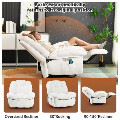 Poltrona reclinabile elettrica XINMICS, poltrona reclinabile massaggiante con riscaldamento, poltrone reclinabili girevoli moderne per adulti con USB