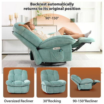 Poltrona reclinabile elettrica XINMICS, poltrona reclinabile massaggiante con riscaldamento, poltrone reclinabili girevoli moderne per adulti con USB