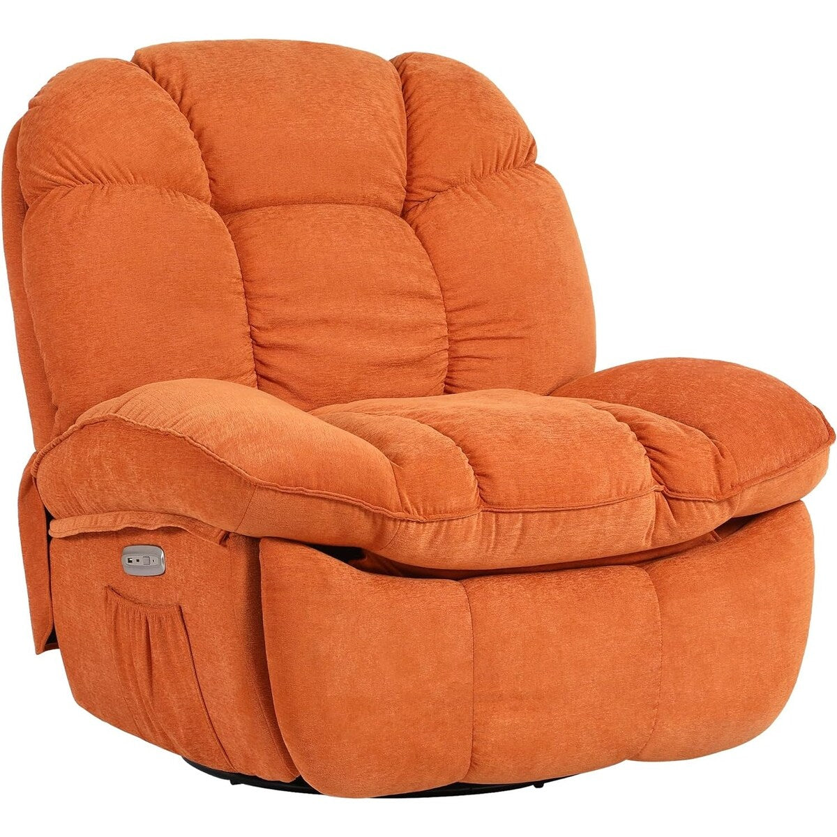 Poltrona reclinabile girevole elettrica XINMICS, poltrone reclinabili massaggianti con riscaldamento, USB, USB-C e tasca laterale
