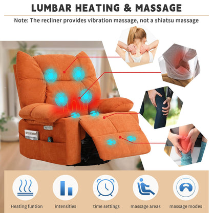Poltrona reclinabile girevole XINMICS, poltrona reclinabile elettrica Glider con massaggio e riscaldamento