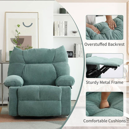 Poltrona reclinabile girevole XINMICS, poltrona reclinabile elettrica Glider con massaggio e riscaldamento