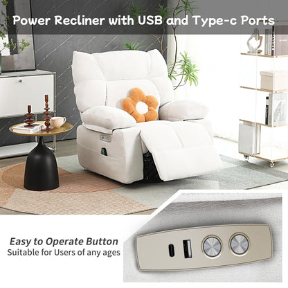 Poltrona reclinabile girevole XINMICS, poltrona reclinabile elettrica Glider con massaggio e riscaldamento