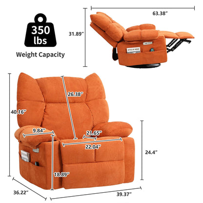 Poltrona reclinabile girevole XINMICS, poltrona reclinabile elettrica Glider con massaggio e riscaldamento