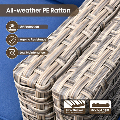 Set di mobili da giardino in rattan e vimini XIZZI da 11 pezzi con tavolo con braciere