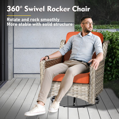 Set di mobili da giardino in rattan e vimini XIZZI da 11 pezzi con tavolo con braciere