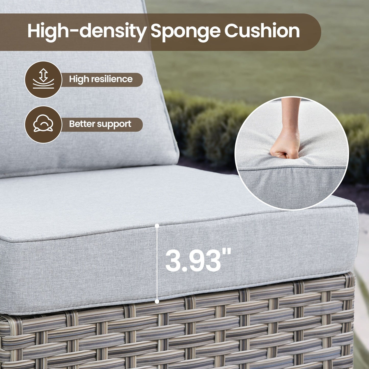 Set di mobili da giardino in rattan e vimini XIZZI da 11 pezzi con tavolo con braciere