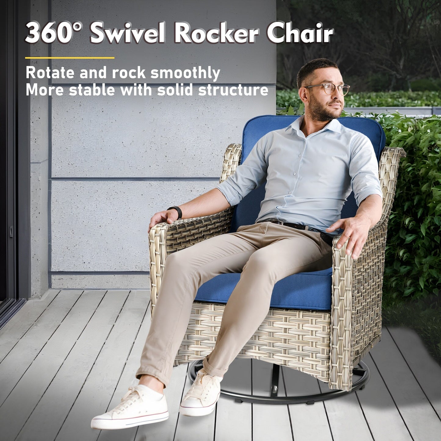 Set di mobili da giardino in rattan e vimini XIZZI da 11 pezzi con tavolo con braciere