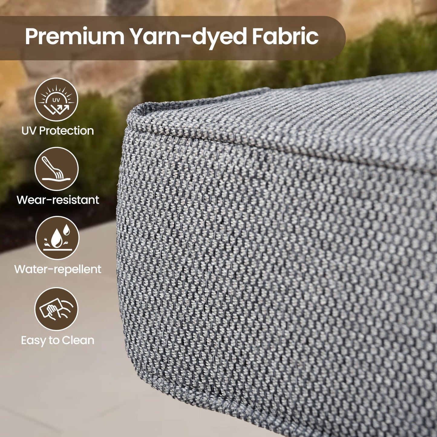 Set di mobili da giardino in rattan e vimini XIZZI da 11 pezzi con tavolo con braciere