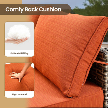 Set di mobili da giardino in rattan e vimini XIZZI da 11 pezzi con tavolo con braciere