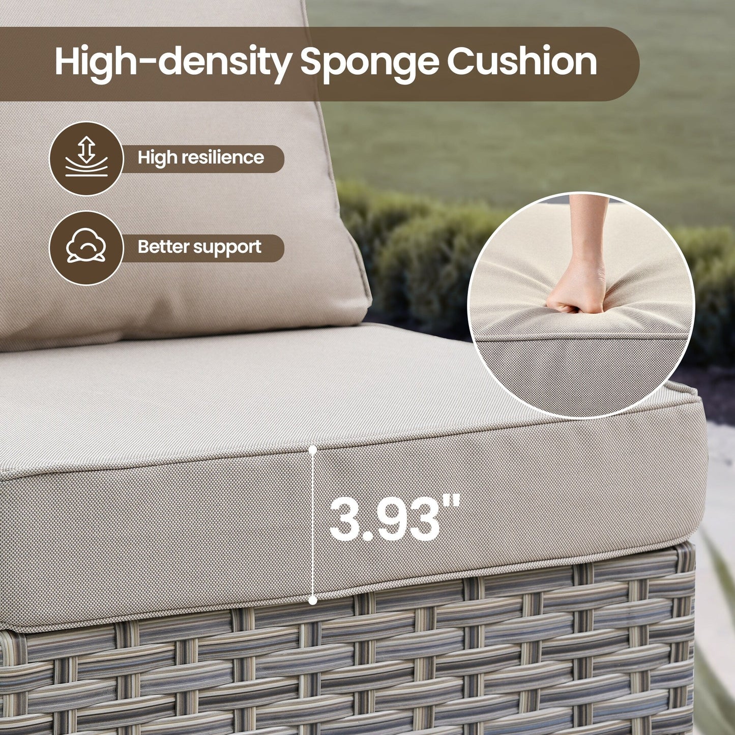 Set di mobili da giardino in rattan e vimini XIZZI da 11 pezzi con tavolo con braciere