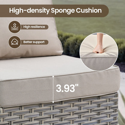 Set di mobili da giardino in rattan e vimini XIZZI da 11 pezzi con tavolo con braciere