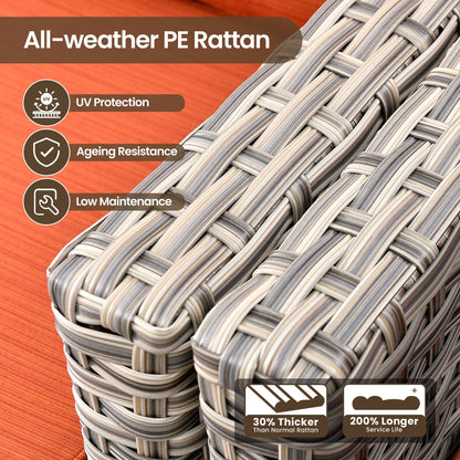 Set di mobili da giardino in rattan e vimini XIZZI da 11 pezzi con tavolo con braciere