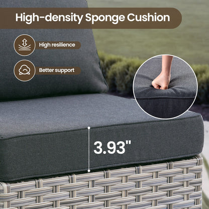 Set di mobili da giardino in rattan e vimini XIZZI da 11 pezzi con tavolo con braciere