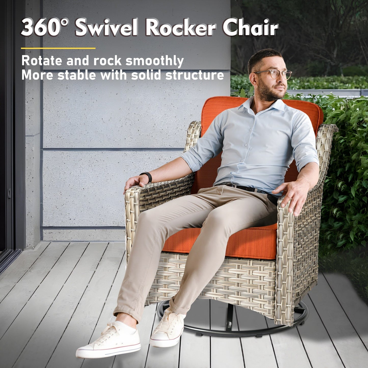 Set di mobili da giardino in rattan e vimini XIZZI da 11 pezzi con tavolo con braciere