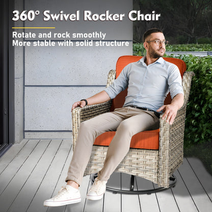 Set di mobili da giardino in rattan e vimini XIZZI da 11 pezzi con tavolo con braciere