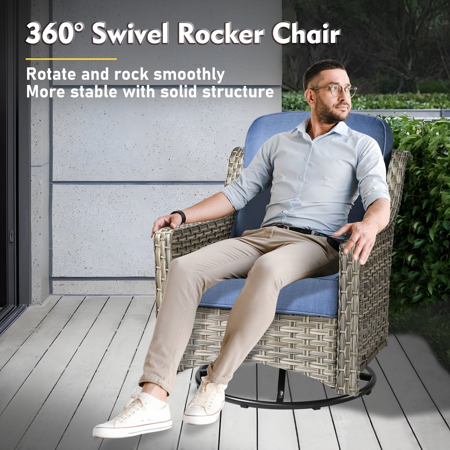 Set di mobili da giardino in rattan e vimini XIZZI da 11 pezzi con tavolo con braciere